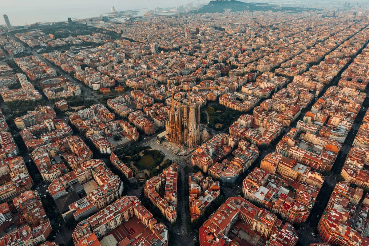 Barcelona van bovenaf, de blokken van het Eixample
