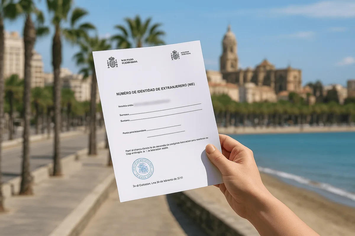 Een NIE-certificaat in de hand, op straat