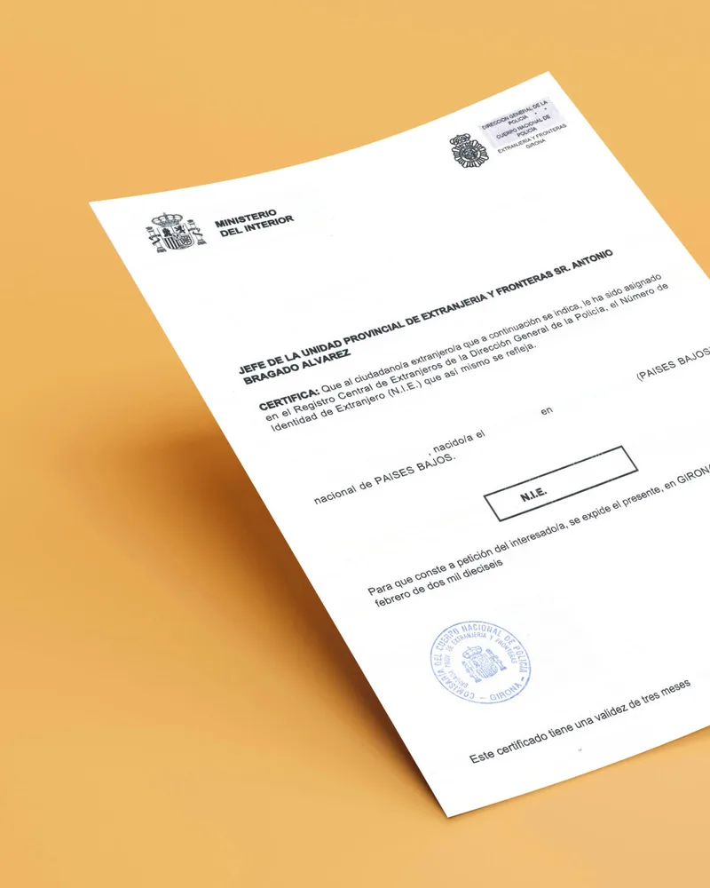 Het officiële NIE-formulier, klaar om in te vullen