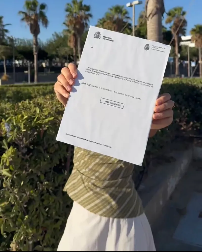Het NIE-certificaat in de hand, tussen de palmen van Valencia